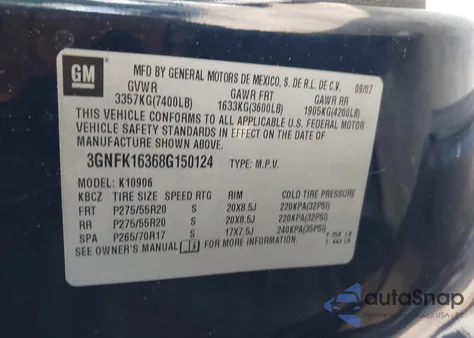 2008 Chevrolet Suburban 1500 Lt z USA, uszkodzony, nr VIN 3GNFK16368G150124